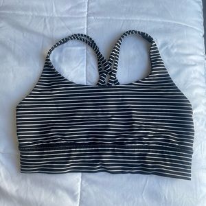 Lululemon Size 10 Black and White Striped Sports Bra